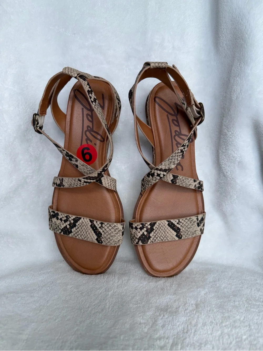 Zodiac Snake-Print Strappy Sandals - Tan and Black